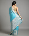 Modern Banarasi Silk Linen Blue Handloom Saree