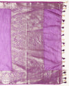Stunning Banarasi Silk Linen Purple Handloom Saree
