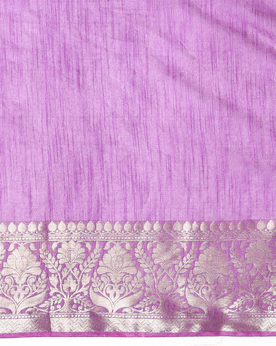 Stunning Banarasi Silk Linen Purple Handloom Saree