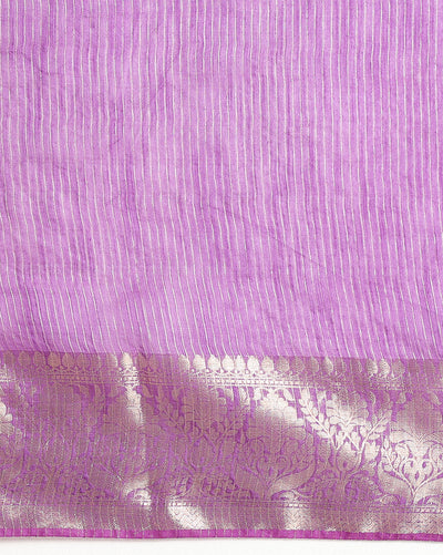 Stunning Banarasi Silk Linen Purple Handloom Saree