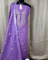 Indiehaat | Gulmohar Slub Linen Lavender Unstiched Embroidered Suit