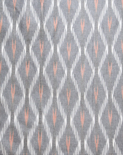 Pure Linen Luminous Black Dupatta & Grey Ikkat Kurti Set