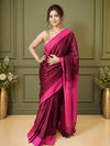 Handwoven Pure Linen Saree Purple Color with Blouse-Indiehaat