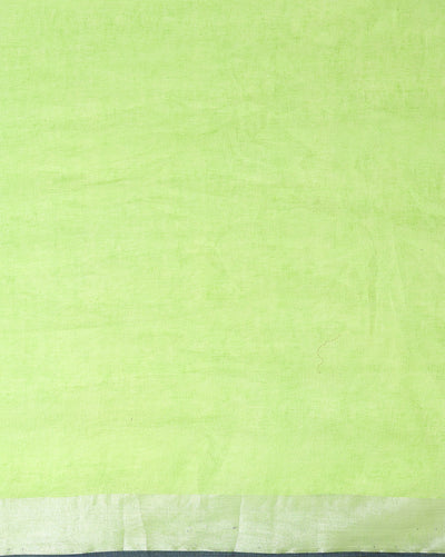 Illuminating Handwoven Pure Linen Green Saree
