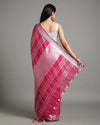 Masterful Handwoven Pure Linen Pink Saree