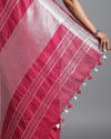 Masterful Handwoven Pure Linen Pink Saree