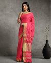 Enigmatic Handwoven Pure Linen Red Saree