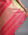 Enigmatic Handwoven Pure Linen Red Saree