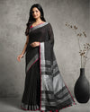 Tranquil Handwoven Pure Linen Black Saree