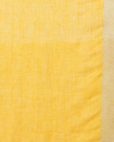 Melodic Handwoven Pure Linen Yellow Saree