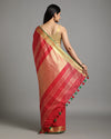 Ornate Handwoven Pure Linen Red Saree