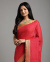 Ornate Handwoven Pure Linen Red Saree