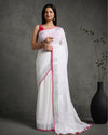 Reflective Handwoven Pure Linen White Saree