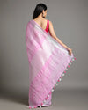 Rosy Handwoven Pure Linen Pink Saree