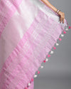 Rosy Handwoven Pure Linen Pink Saree