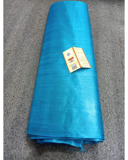 4085-Silk Mark Certified Pure Tussar Silk Blue Fabric