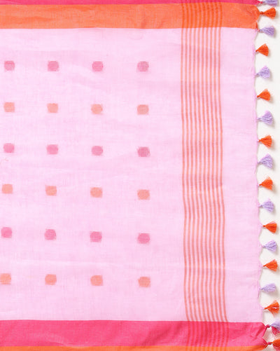 Pure Linen Idyllic Pink Dupatta & Katan Silk Purple Top Set