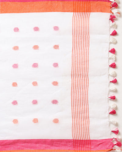 Pure Linen Modern White Dupatta & Katan Silk Green Top Set