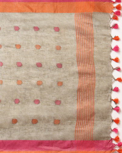 Pure Linen Precious Brown Dupatta & Katan Silk Pink Top Set