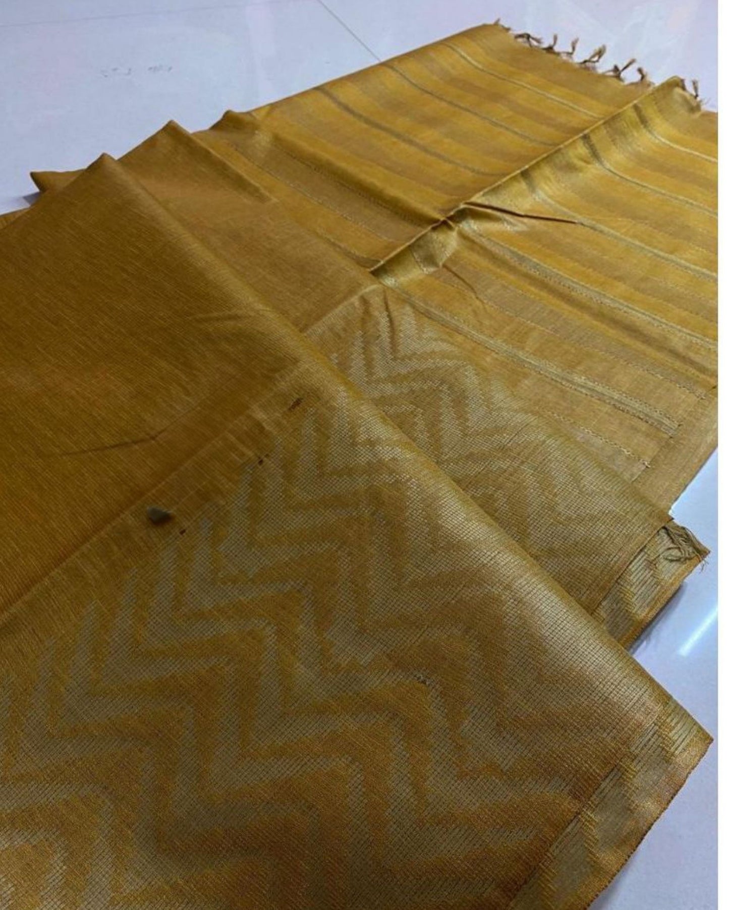 8493-Silkmark Certified Chanderi Silk Mustard Yellow Saree with Running Blouse