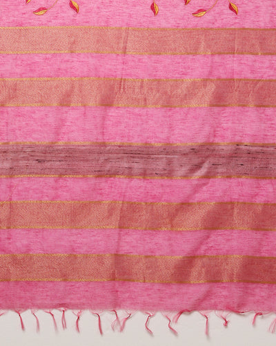 Poised Eri Tussar Silk Embroidered Pink Saree