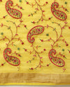 Captivating Silk Linen Embroidered Mustard Saree