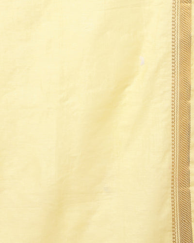 Impressionistic Silk Linen Embroidered Yellow Saree