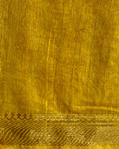 Poised Silk Linen Embroidered Mustard Saree