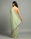 Mysterious Silk Linen Embroidered Green Saree