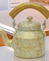 Stylish Handpainted Mustard Yellow Metal Kettle