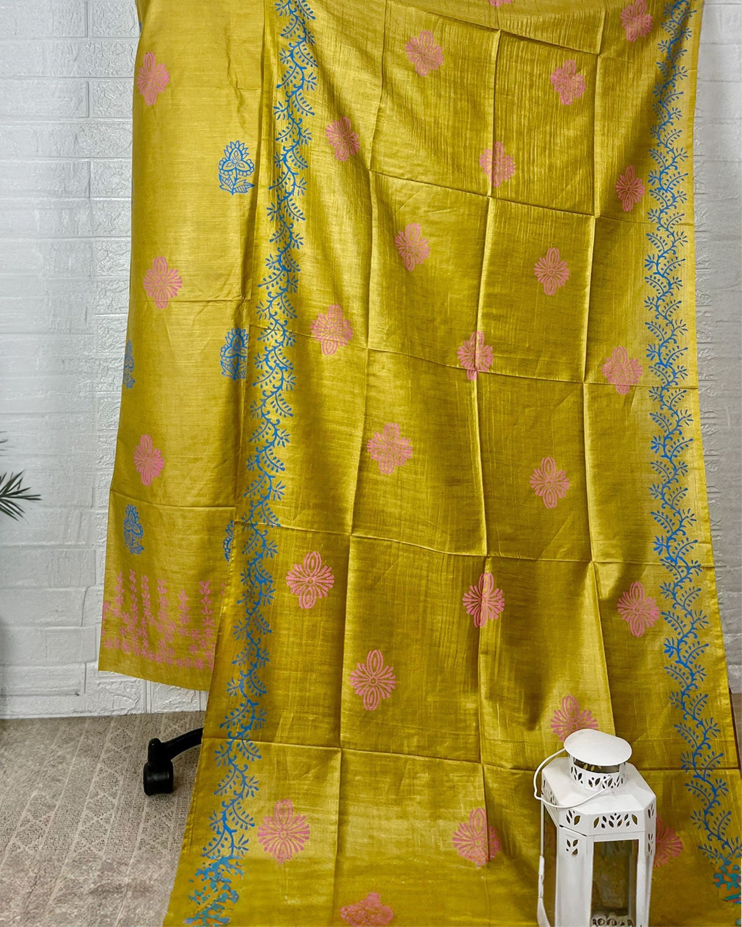 Katan Silk Sunny Blockprint Mustard Suit