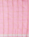 Pure Linen Check Design Handloom Light Pink Saree