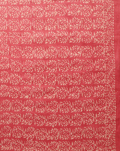 Fiery Khadi Cotton Wax Batik Hand Dyed Red Suit