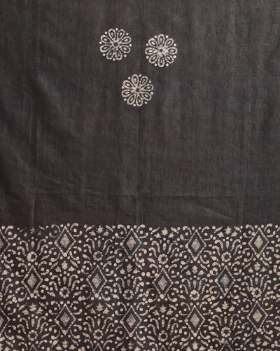 Adorable Khadi Cotton Wax Batik Hand Dyed Black Suit (T+B+D)