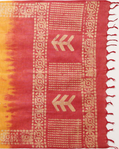 Dazzling Khadi Cotton Wax Batik Hand Dyed Red Suit (T+B+D)