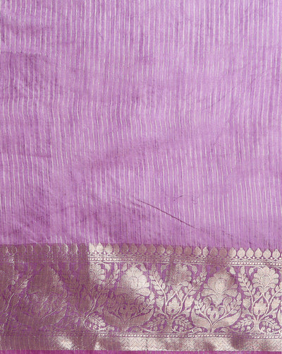 Expressive Banarasi Silk Linen Handloom Purple Saree