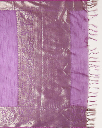 Expressive Banarasi Silk Linen Handloom Purple Saree