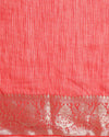 Lively Banarasi Silk Linen Handloom Red Saree