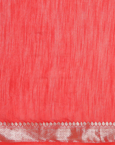 Lively Banarasi Silk Linen Handloom Red Saree