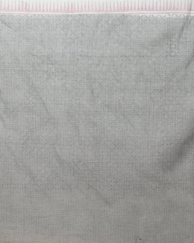 Artistic Kota Doria Blockprinted Black & White Saree