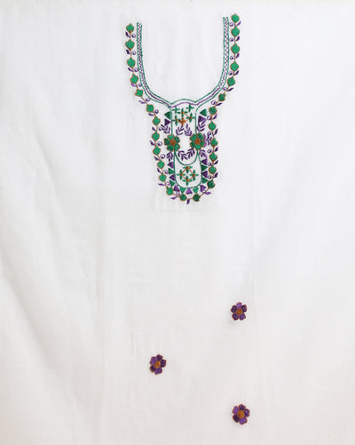Embroidered Lively Kota Doria White Suit (Top+Dupatta+Bottom)