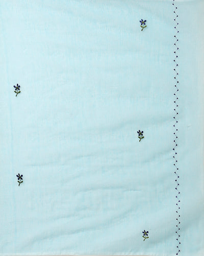 Embroidered Bold Kota Doria Blue Suit (Top+Bottom+Dupatta)