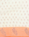 Vibrant Kota Doria Blockprinted White & Orange Saree