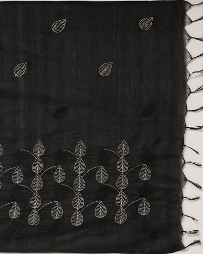 Katan Silk Embroidered White & Black Suit