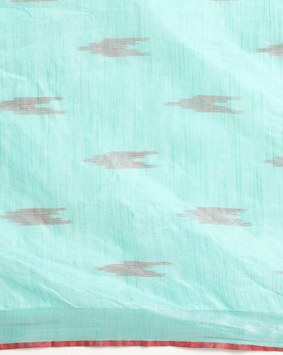Sunny Ikkat Slub Linen Handloom Blue Saree