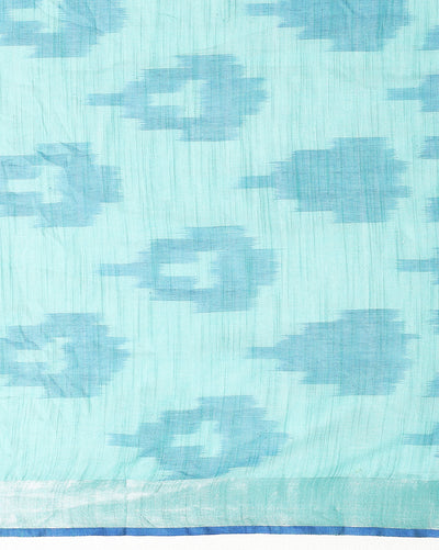 Crisp Ikkat Slub Linen Handloom Blue Saree