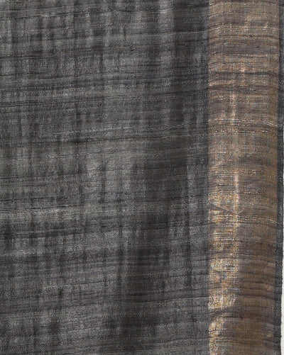 Silkmark Ghicha Tussar Scintillating Black & Yellow Saree