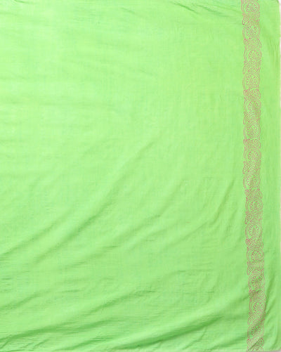 Katan Silk Stunning Blockprint Green Suit (T+B+D)