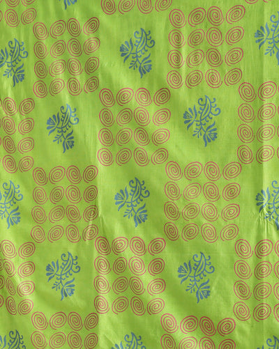 Katan Silk Hypnotic Blockprint Green Suit