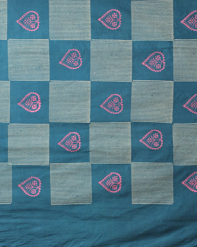 Katan Silk Textured Blockprint Blue Suit